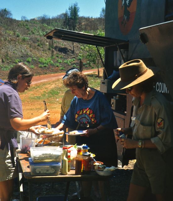 Serving lunch outdoors in Kakadu National Park, Australia